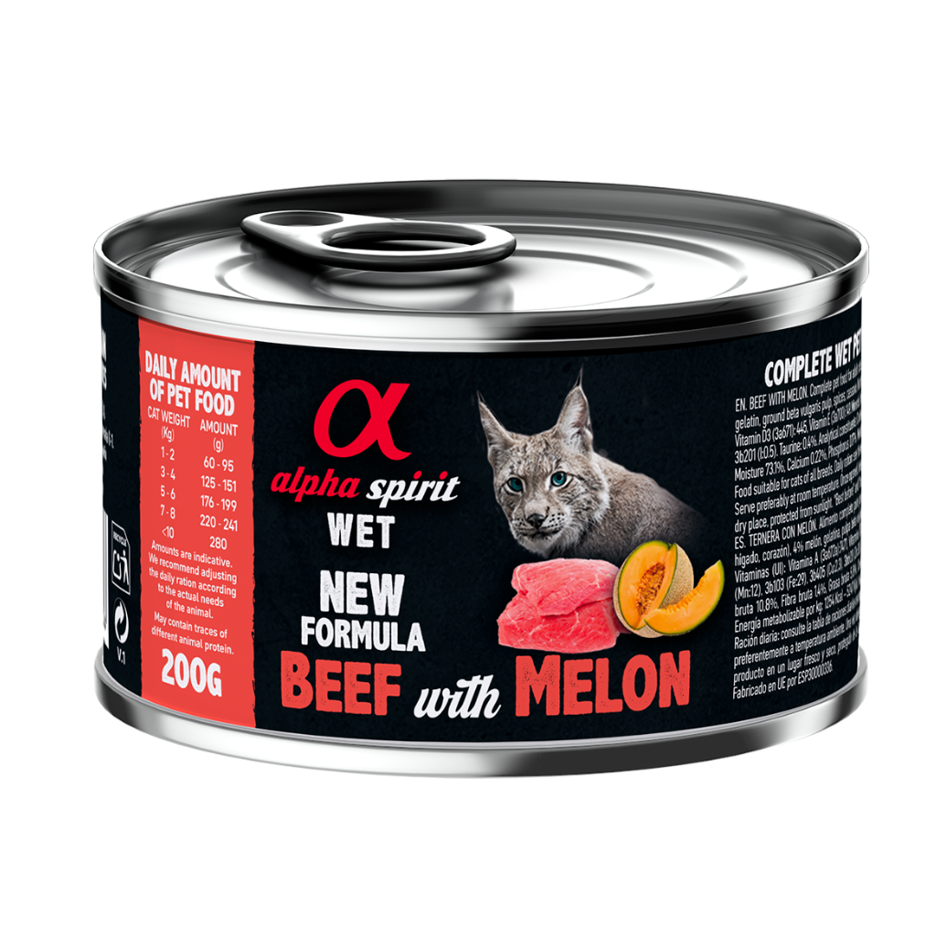 Beef with Melon Complete Wet Food Can for Cats (6 x 200g)