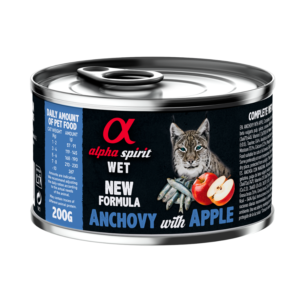 Anchovy with Red Apple Complete Wet Food Can for Cats (6 x 200g)
