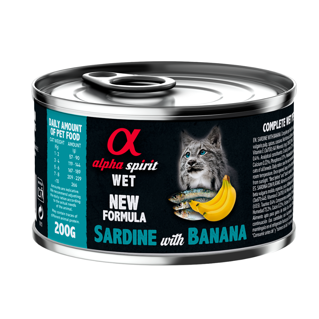 Sardine with Banana Complete Wet Food Can for Cats (6 x 200g)