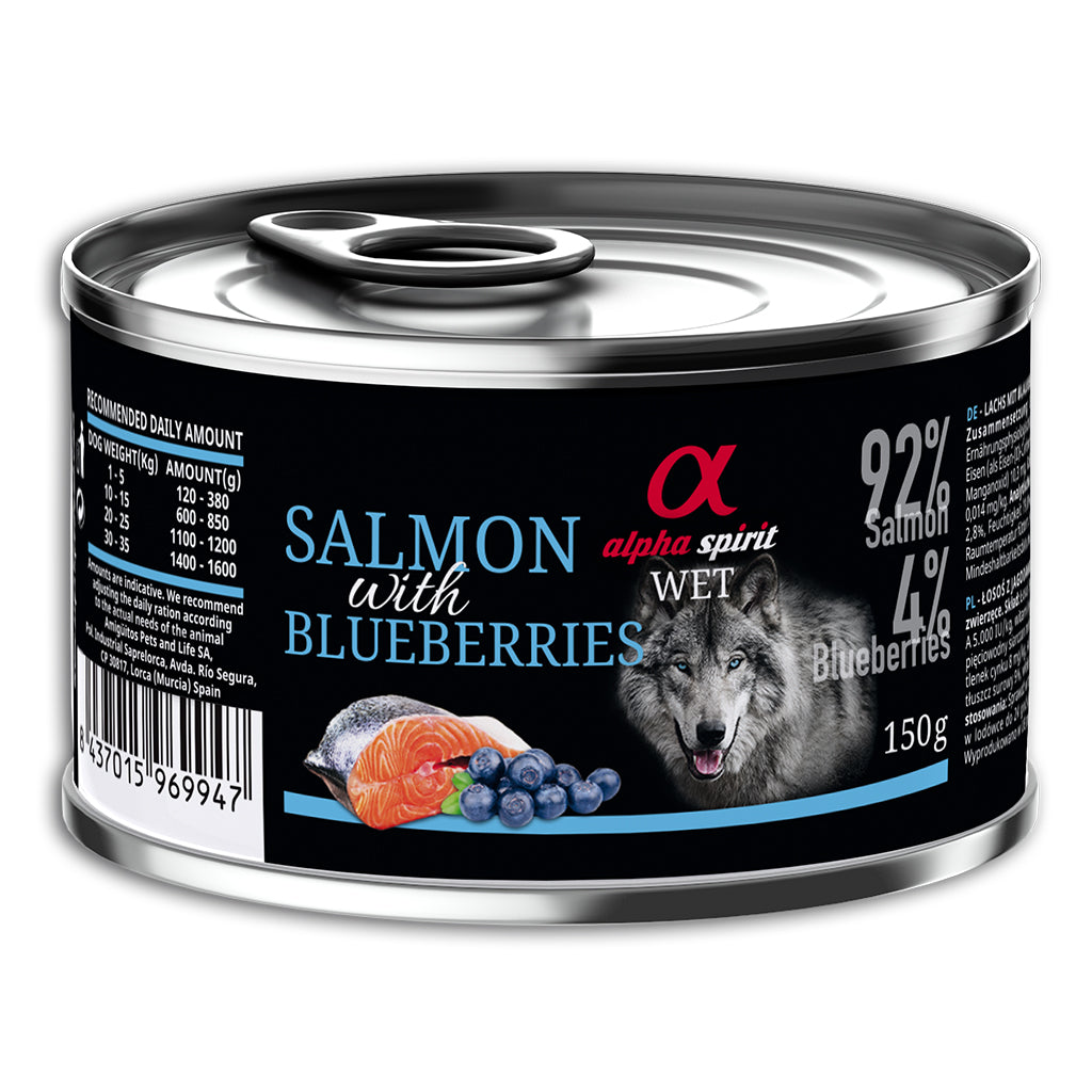 Salmon with Blueberries Complete Wet Canned Dog Food (6 x 150g)