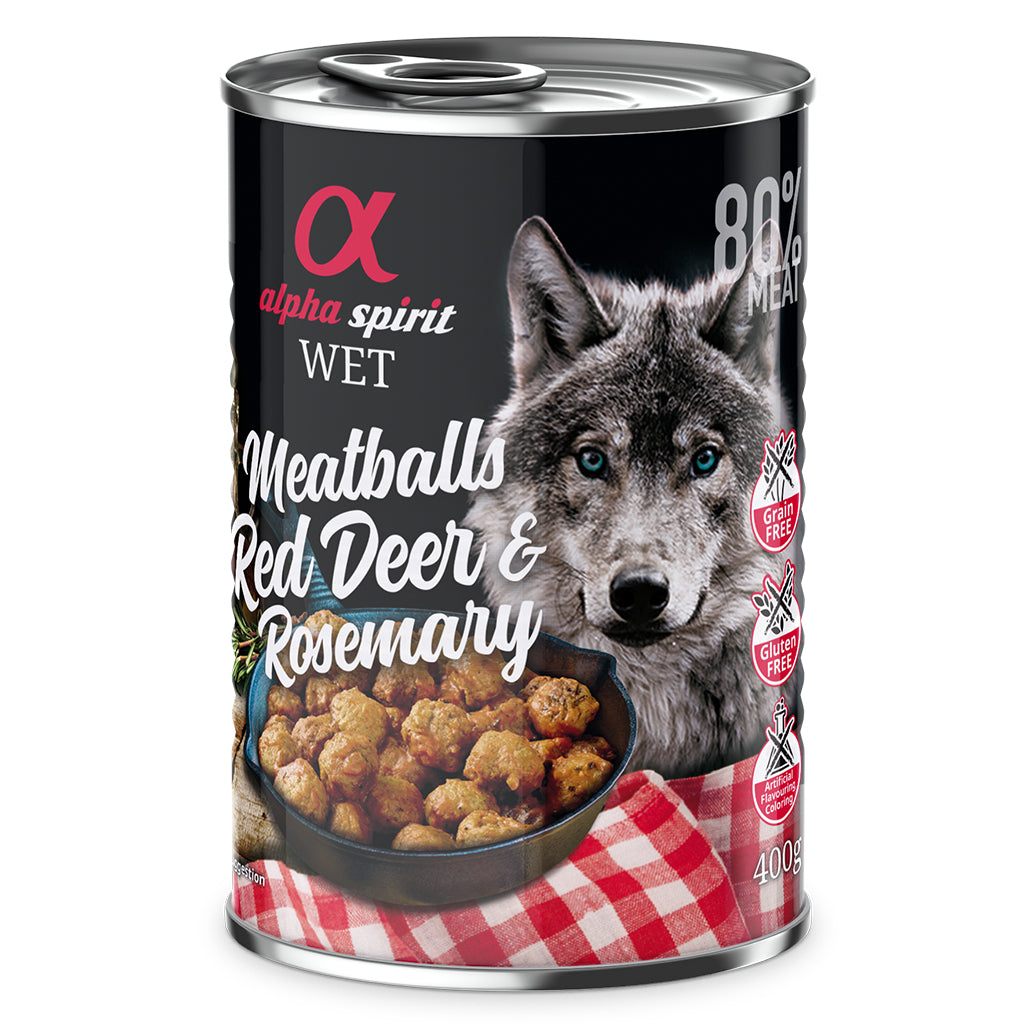 Alpha Spirit | Deer with Rosemary Canned Meatballs for Dogs (6 x 400g) | Sabre Wholesale